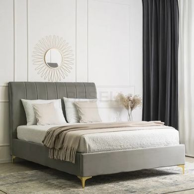 Кровать MARCELO Velvet Mebel Elite 140x200 см Серый реальная фотография