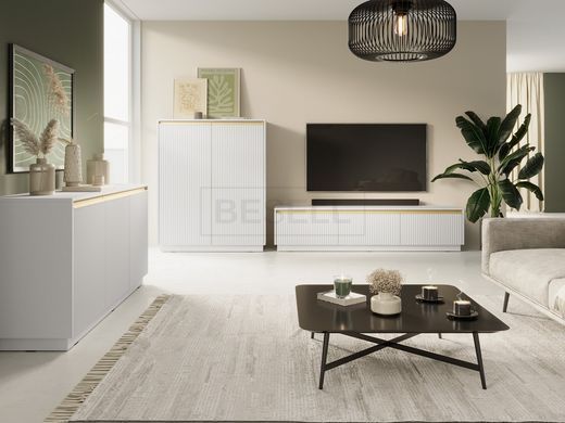 Комод высокий Perfect Home Роял / Royal KW104 2-дверный Белый реальная фотография