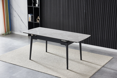 Стол раскладной BONN  CERAMIC Intarsio 130(180)x80 Серый Глянец Керамика Черный реальная фотография