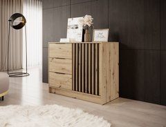 Комод Perfect Home Нелли / Nelly 2D 1-дверный с 3 ящиками Дуб артизан/черный реальная фотография