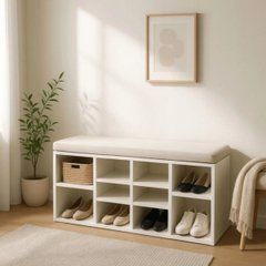 Тумба для обуви MEBEL ELITE AXEL 104 см, Белая реальная фотография