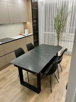 Стол Обеденный D77 КЕРАМИКА Nero Marquina Италия ST 120(180)х80 см Черный реальная фотография