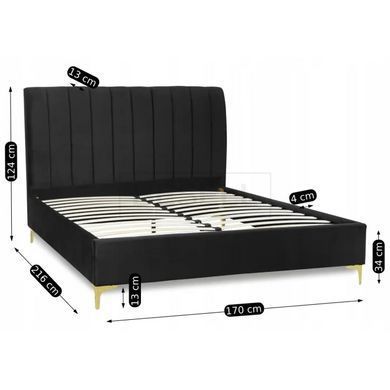 Кровать MARCELO Velvet Mebel Elite 160x200 см Черный реальная фотография