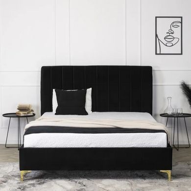 Кровать MARCELO Velvet Mebel Elite 160x200 см Черный реальная фотография