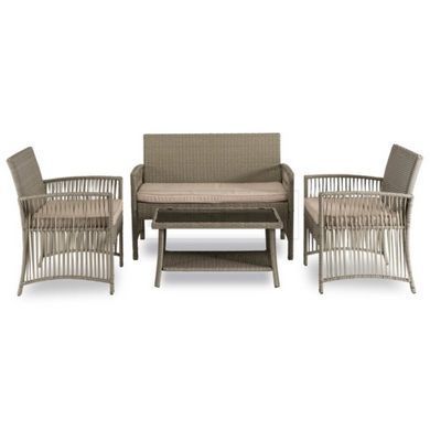 MEBEL ELITE Набір садових меблів FILADELFIA (диван + 2 крісла + столик) Бежевий