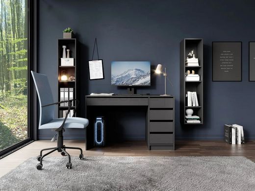 Стіл туалетний письмовий Perfect Home Ада / Ada 5S/120 з 5 шухлядами Антрацит жива фотографія