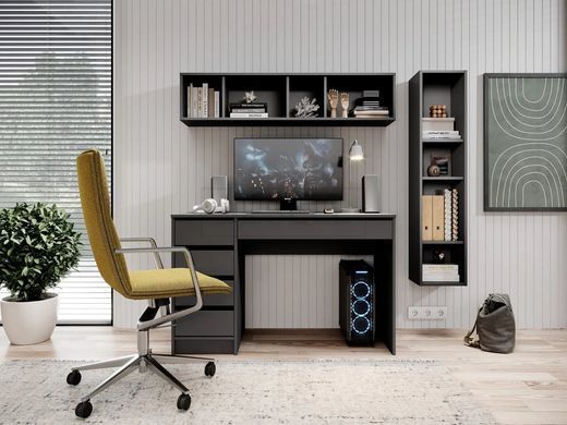 Стіл туалетний письмовий Perfect Home Ада / Ada 5S/120 з 5 шухлядами Антрацит жива фотографія