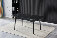 Стол раскладной BONN  CERAMIC Intarsio 130(180)x80 Черный Мат Керамика Черный реальная фотография