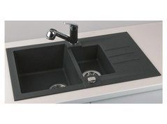 Двойная кухонная мойка R&R ROCK 70 Alveus 78x48x18 Черый