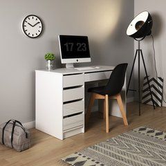 Стол туалетный письменный Perfect Home Ада/Ada 5S/120 с 5 ящиками Белый глянец реальная фотография