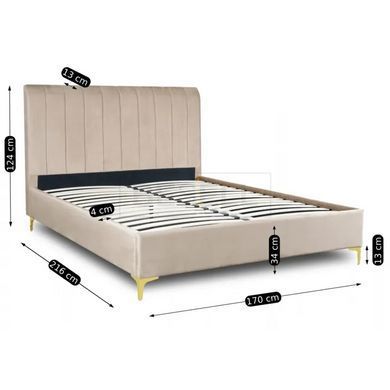Кровать MARCELO Velvet Mebel Elite 160x200 см Бежевый реальная фотография