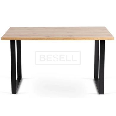 Стіл GLOS Mebel Elite 135х80 см Золотий дуб / Чорний жива фотографія