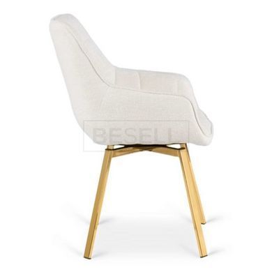Стілець поворотний MIA Mebel Elite Бежевий букле / золотий жива фотографія