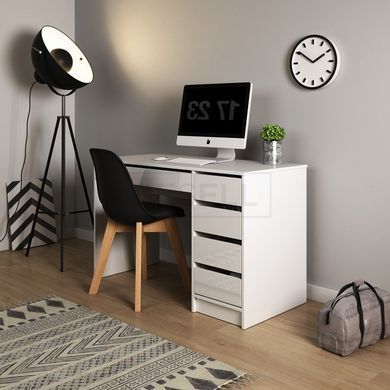 Стіл туалетний письмовий Perfect Home Ада / Ada 5S/120 з 5 шухядами Білий глянець жива фотографія