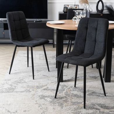 MEBEL ELITE Комплект HARRY Стіл 102-142 см Дуб Крафт/Чорний та 4 стільці PERU 2 Чорний жива фотографія