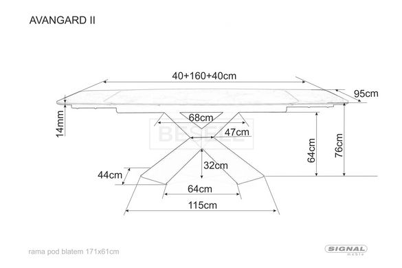 Стол Обеденный AVANGARD II Signal 160(240)X95 Черный Мрамор / Черный реальная фотография