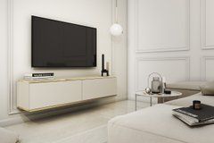 Тумба под телевизор навесная Perfect Home Оро/Oro 2-дверная RTV135 Бежевый реальная фотография