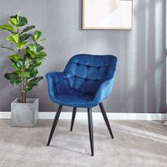 Кресло ELEGANTE Velvet Intarsio Синий реальная фотография