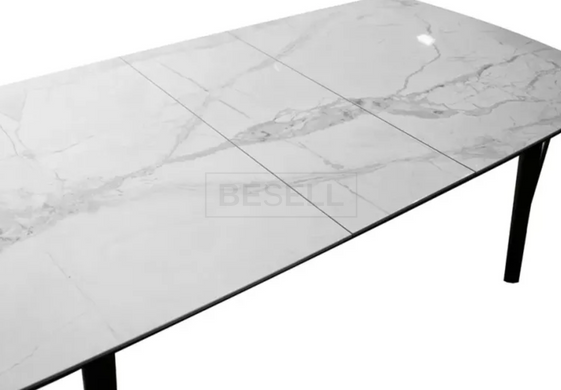 Стол Раскладной ЛЕЙК Prestol 120/150x80 Керамика Серый Мат / Черный реальная фотография