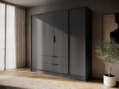 Шафа для одягу Perfect Home Келлі / Kelly 4D 4-дверна Графіт жива фотографія