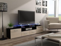 ТВ Тумба EVORA BLACK RTV Cama 194 Черный Мат / Крем Глянец