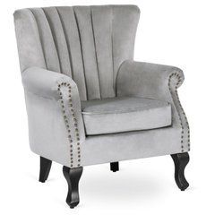 Крісло м'яке оксамитове MEBEL ELITE MALLO Velvet Сірий