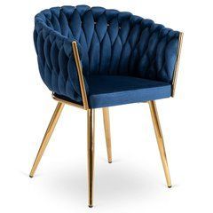Стул бархатный MEBEL ELITE CAPI Velvet Синий / Золотой реальная фотография