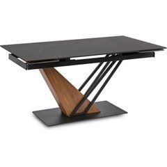 Стол раскладной MEBEL ELITE REX 160(220)х91 см Черный мрамор Орех реальная фотография