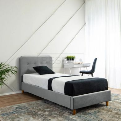 Ліжко оксамитове  DENNIS Velvet Mebel Elite 90x200 Сірий / велюр жива фотографія