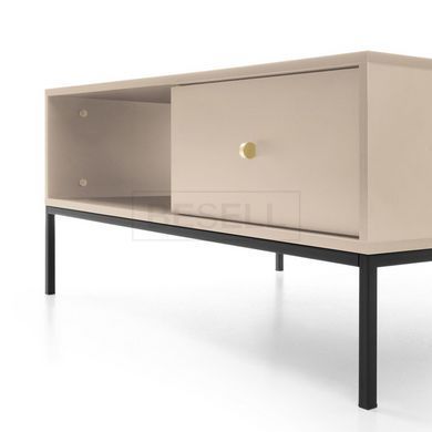 Стіл журнальний Perfect Home Моно / Mono з 2 шухлядами та чорними ніжками ML104 Беж пісочний жива фотографія