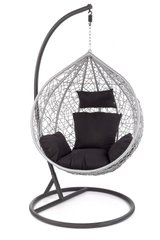 Кресло подвесное кокон EGGY Halmar Ротанг Серый / Черный реальная фотография