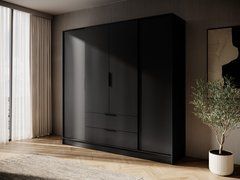 Шафа для одягу Perfect Home Келлі / Kelly 4D 4-дверна Чорний жива фотографія