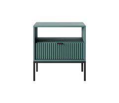 Тумба приліжкова Perfect Home Нова / Nova з 1 шухлядою і чорними ніжками S54 Лабрадор жива фотографія