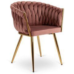 Стул бархатный MEBEL ELITE CAPI Velvet Розовый / Золотой реальная фотография