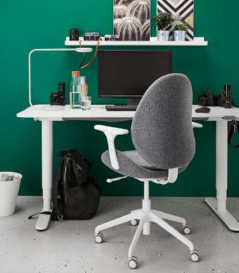 Комп'ютерне крісло HATTEFJÄLL IKEA Сірий/Білий жива фотографія