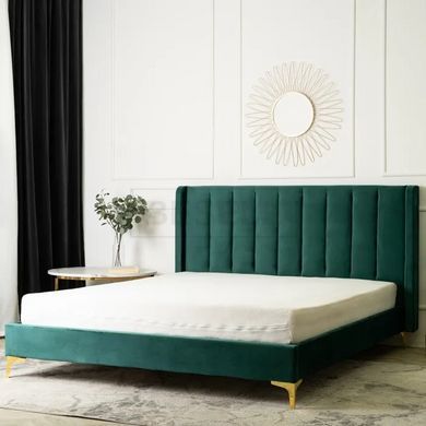Кровать ARIA Velvet Mebel Elite 160x200 см Зеленый реальная фотография