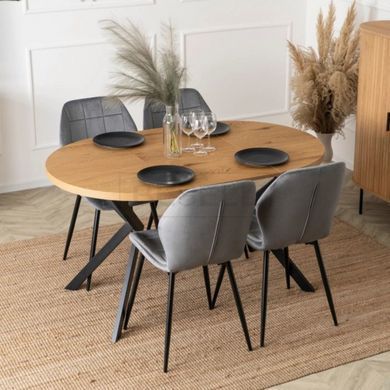 Стол раскладной LUGO Mebel Elite 90(190)х90 Золотой дуб/черный реальная фотография