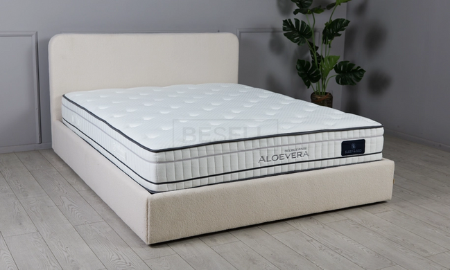 Кровать с подъемным механизмом КАТРИН Prestol 180х200 молочный Alpaca 02 букле реальная фотография