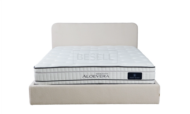 Кровать с подъемным механизмом КАТРИН Prestol 180х200 молочный Alpaca 02 букле реальная фотография