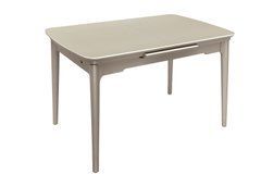 Стол Обеденный ASKOLD CERAMIC Mia White Matt+ Cocoa leg Bjorn 120(160)х80 Беж Эфект Мрамора реальная фотография