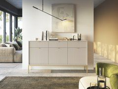 Комод Perfect Home Новая/Nova 3-дверный с 3 ящиками и золотыми ножками KSZ154 Кашемир реальная фотография