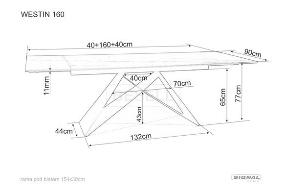 Стіл Обідній WESTIN CERAMIC Signal OSSIDO BRUNO 160(240)X90 Коричневий Мат / Чорний Мат жива фотографія