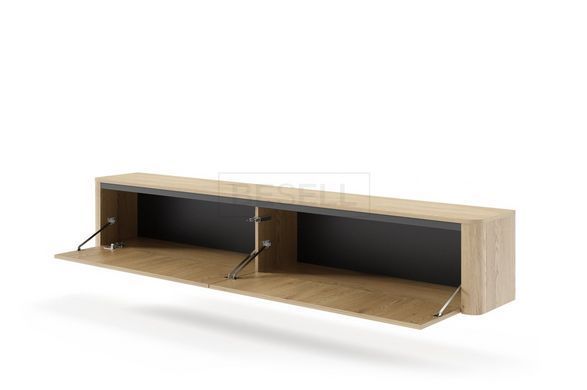 Тумба под ТВ навесная Perfect Home Торро / Torro 2D/200 2-дверная Дуб кремона/черный реальная фотография
