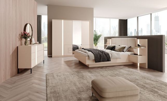 Ліжко (каркас) Perfect Home Даст / Dast 160 з приліжковими тумбами та м'яким ізголів'ям Беж жива фотографія