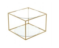 Журнальный стол Cube Arhome 50x50 Прозрачный/Золото реальная фотография