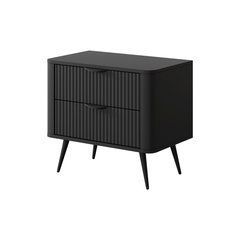 Тумба приліжкова Perfect Home Ланте / Lante з 2 шухлядами і чорними ніжками 2S Чорний жива фотографія