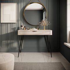 Стол туалетный Perfect Home Ланте/Lante 1S/100 с 1 ящиком и черными ножками Беж реальная фотография