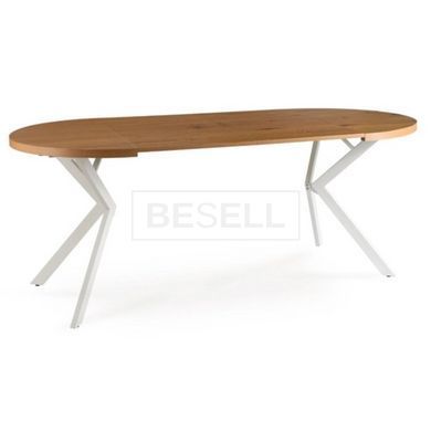 Стіл розкладний LUGO Mebel Elite 90(190)х90 Золотий дуб / Білий жива фотографія