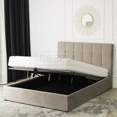 Кровать двуспальная бархатная MEBEL ELITE PANAMA Velvet 140x200 см Бежевый реальная фотография