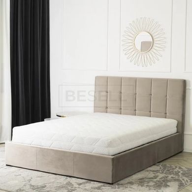 Кровать двуспальная бархатная MEBEL ELITE PANAMA Velvet 140x200 см Бежевый реальная фотография